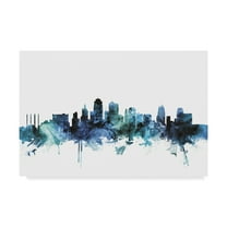 Trademark Fine Art 'Kansas City Missouri Blue Teal Skyline' Canvas Art by Michael Tompsett