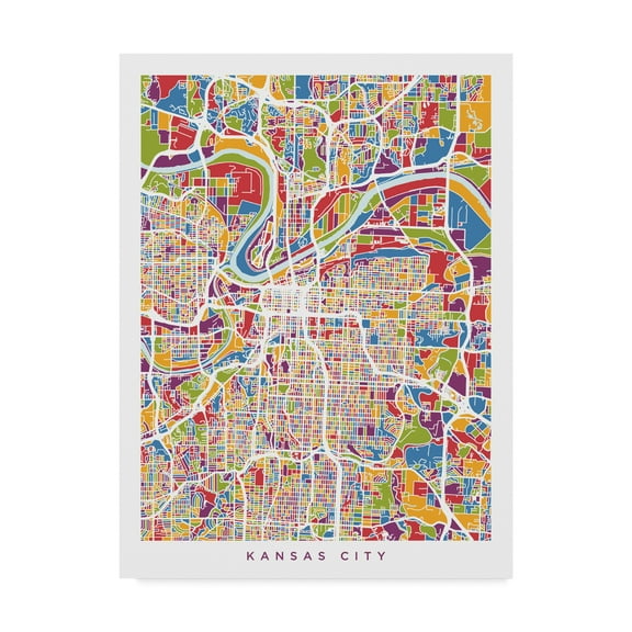 Trademark Fine Art 'Kansas City Missouri City Map' Canvas Art by Michael Tompsett