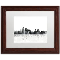 Trademark Fine Art "Kansas City Missouri Skyline" Canvas Art by Marlene Watson, White Matte, Wood Frame