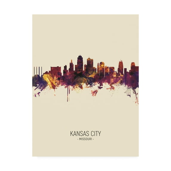 Trademark Fine Art 'Kansas City Missouri Skyline Portrait III' Canvas Art by Michael Tompsett