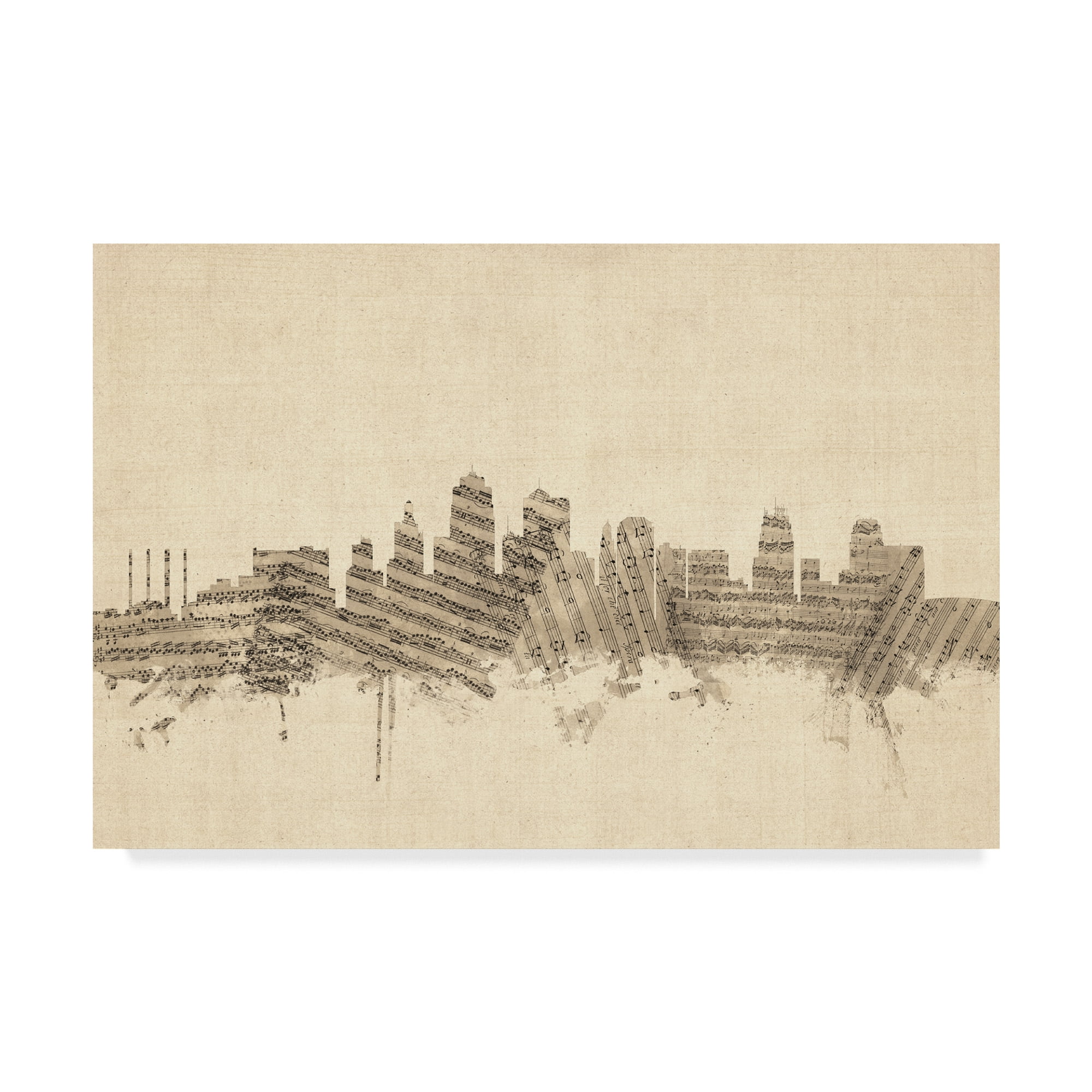 Trademark Fine Art 'Kansas City Missouri Skyline Sheet Music' Canvas Art by Michael Tompsett