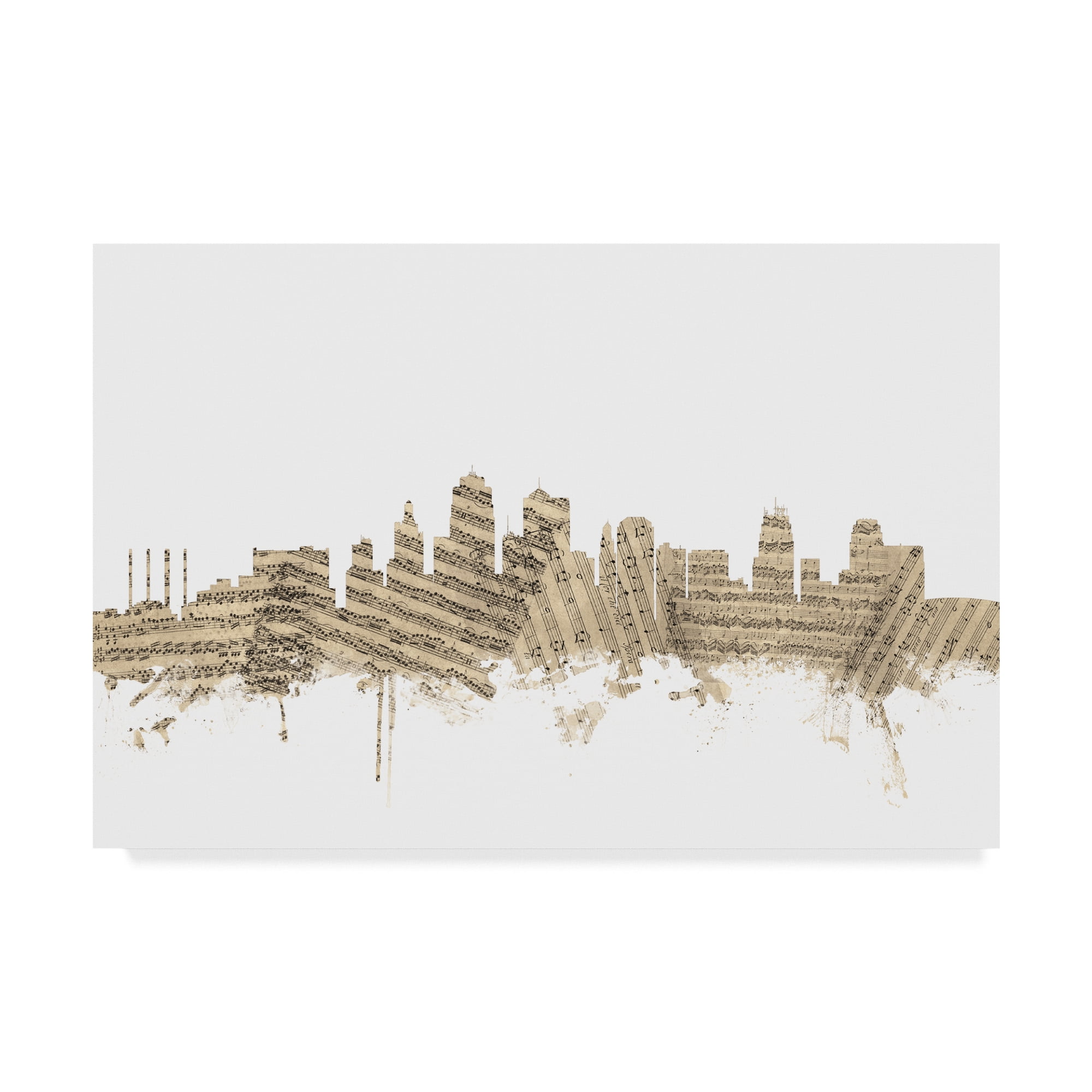 Trademark Fine Art 'Kansas City Missouri Skyline Sheet Music II' Canvas Art by Michael Tompsett