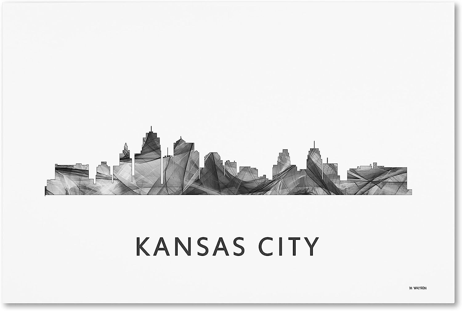 Trademark Fine Art 'Kansas City Missouri Skyline WB-BW' Canvas Art by Marlene Watson