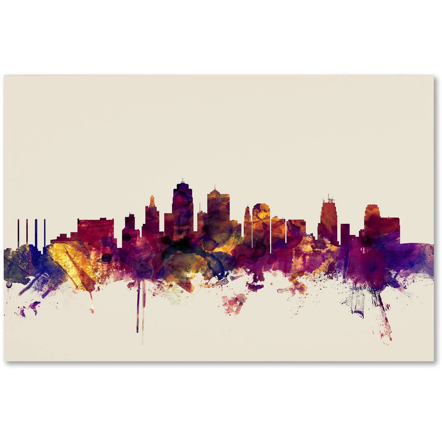 Trademark Fine Art "Kansas City Skyline" Canvas Art by Michael Tompsett