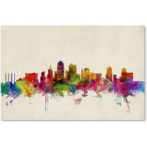Trademark Fine Art "Kansas City Watercolor Skyline" Canvas Art by Michael Tompsett