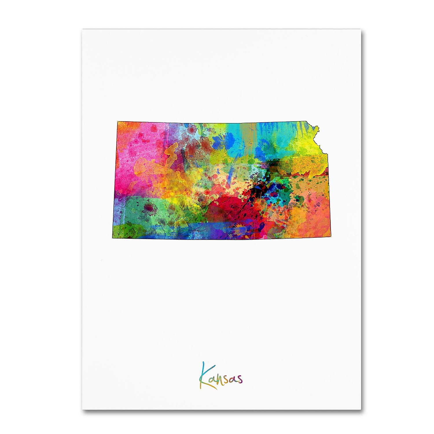 Trademark Fine Art "Kansas Map" Canvas Art by Michael Tompsett