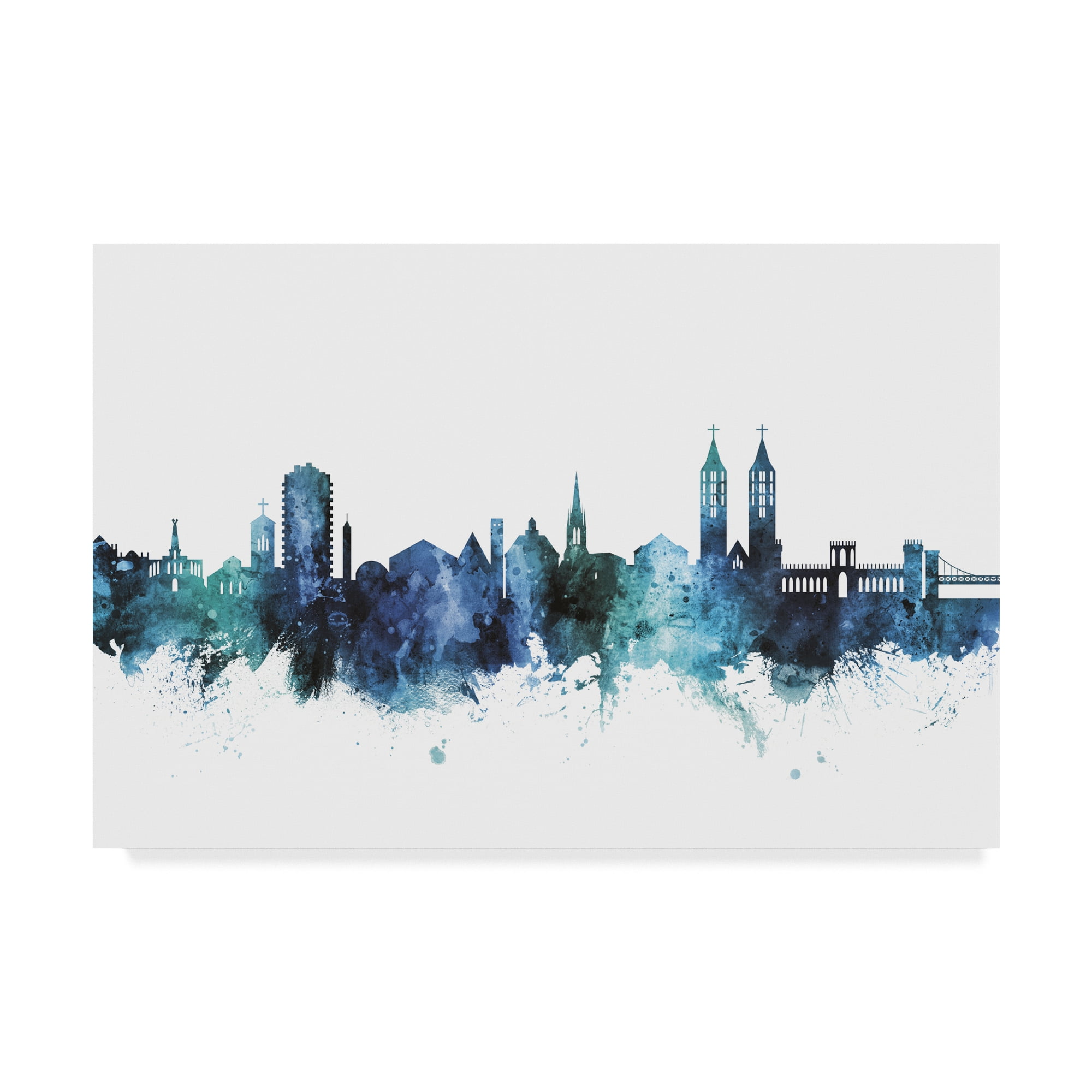 Trademark Fine Art 'Kassel Germany Blue Teal Skyline' Canvas Art by Michael Tompsett
