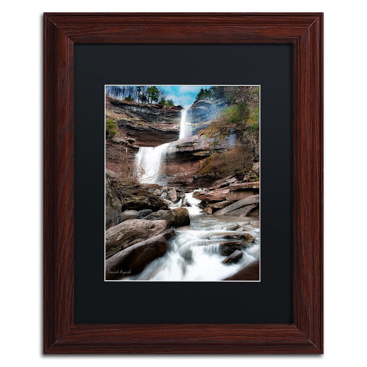Katerskill Falls Landscape Acrylic Print in Wood Frame