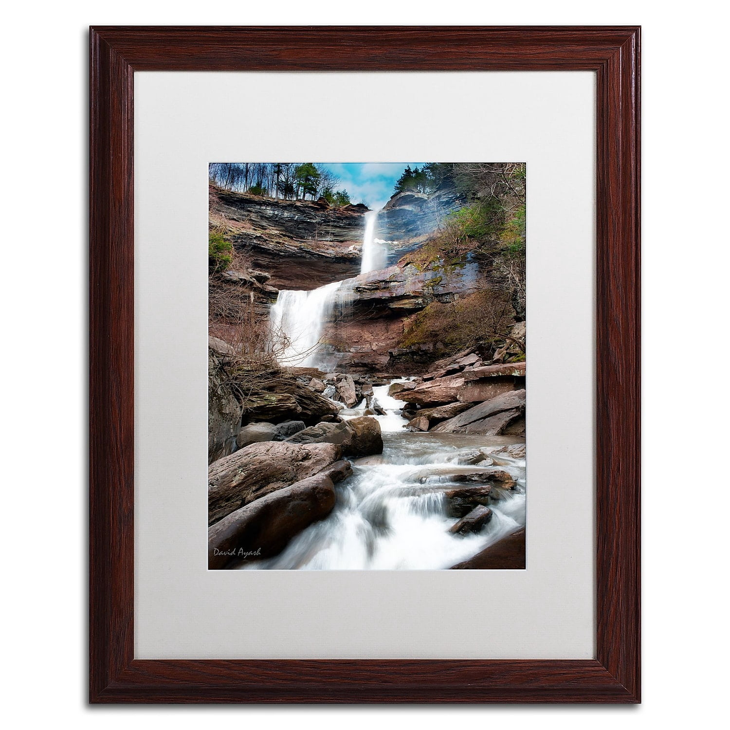Trademark Fine Art "Katerskill Fall" Canvas Art by David Ayash White Matte, Wood Frame