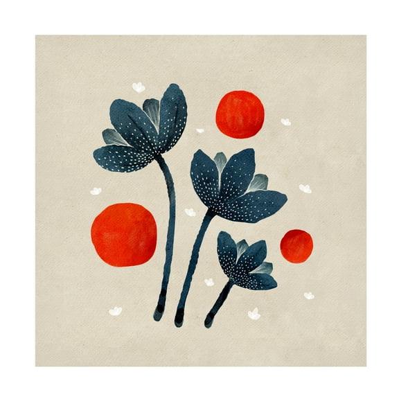 Trademark Fine Art Katie O'Shea Blue Flowers II Canvas Wall Art