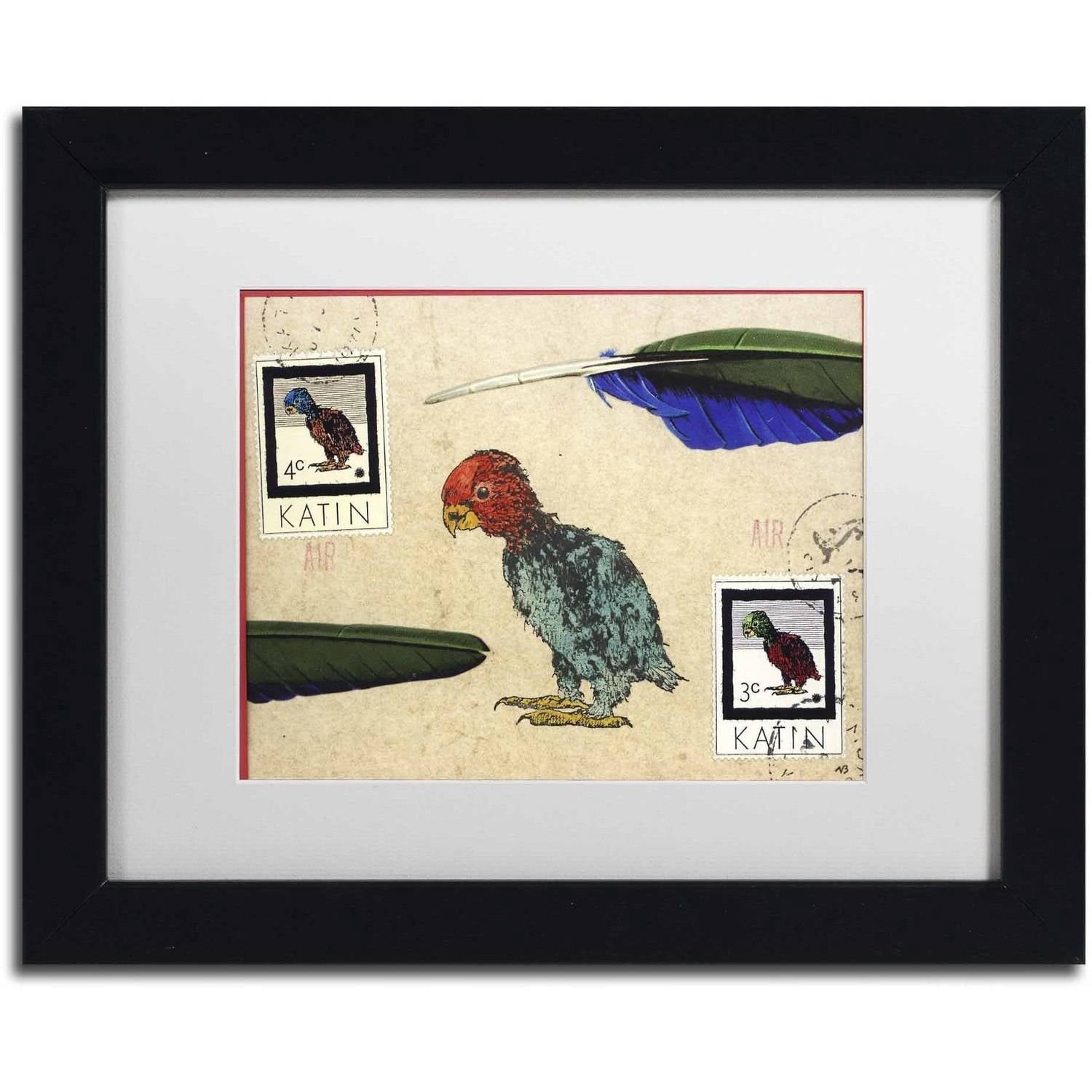 Trademark Fine Art 'Katin Parrot' Canvas Art by Nick Bantock, White Matte, Black Frame