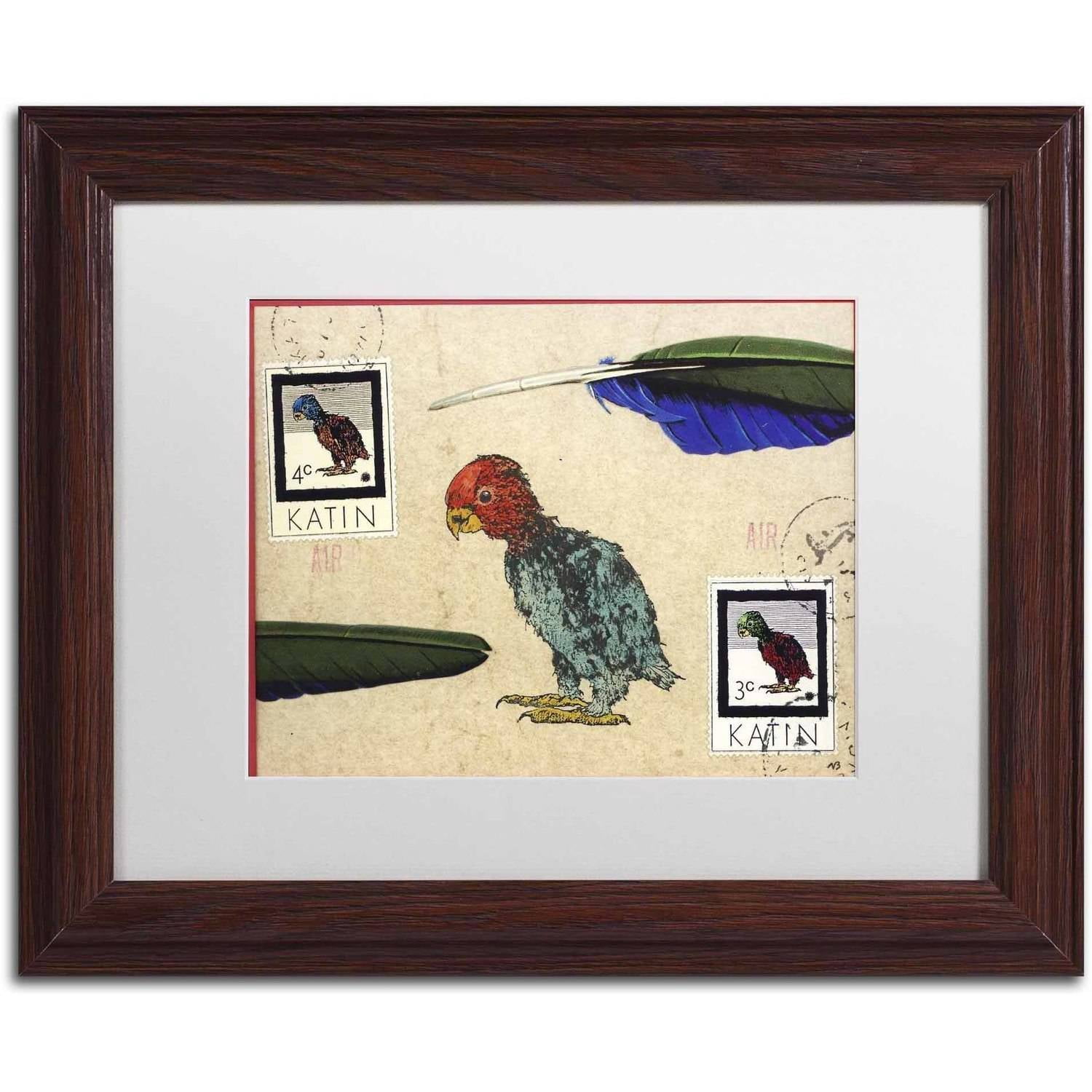 Trademark Fine Art 'Katin Parrot' Canvas Art by Nick Bantock, White Matte, Wood Frame
