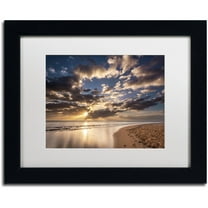 Trademark Fine Art 'Kauai Beach Sunrise' Canvas Art by Pierre Leclerc, White Matte, Black Frame