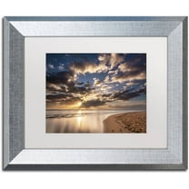 Trademark Fine Art 'Kauai Beach Sunrise' Canvas Art by Pierre Leclerc, White Matte, Silver Frame