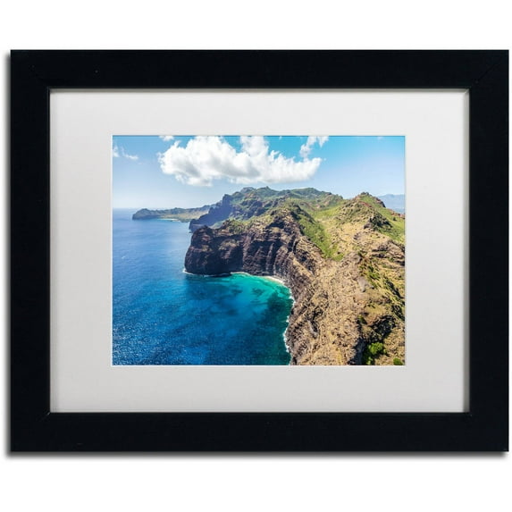 Trademark Fine Art 'Kauai Coast' Canvas Art by Pierre Leclerc, White Matte, Black Frame