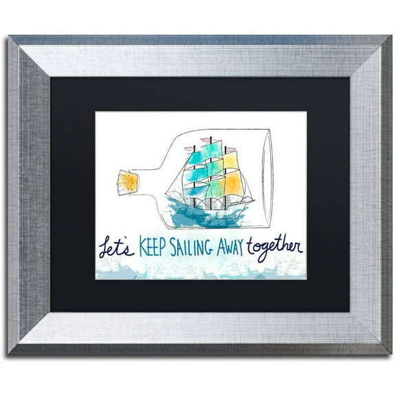 Trademark Fine Art "Keep Sailing" Canvas Art by Lisa Powell Braun, Black Matte, Silver Frame