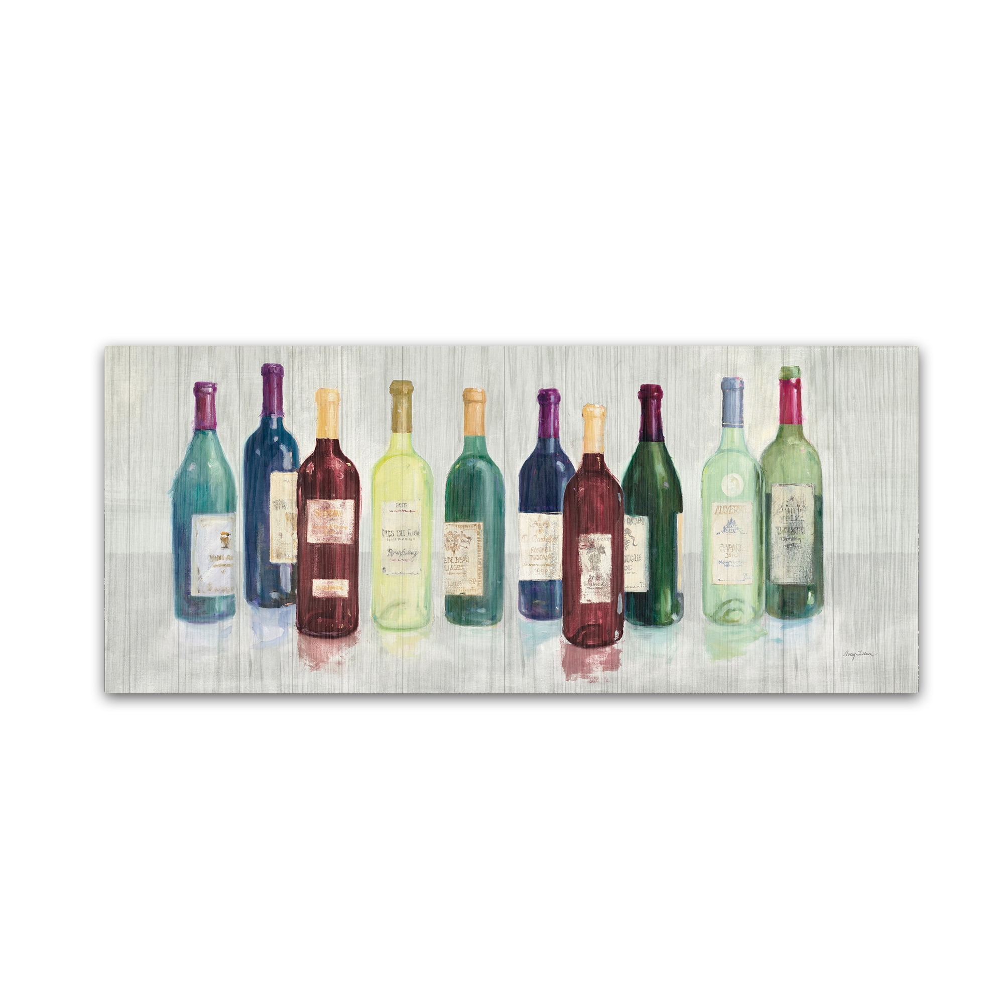 Trademark Fine Art 'Keeping Good Company on Wood Red Wine' Canvas Art by Avery TIllmon