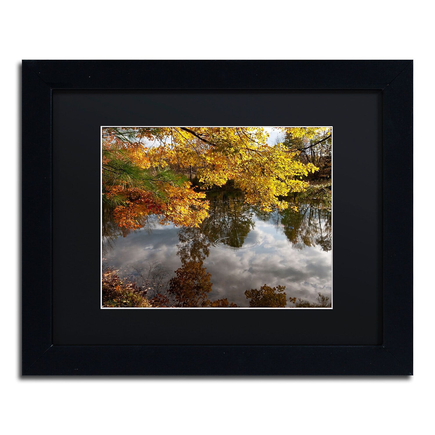 Trademark Fine Art "Kendal Lake Autumn" Canvas Art by Kurt Shaffer Black Matte, Black Frame