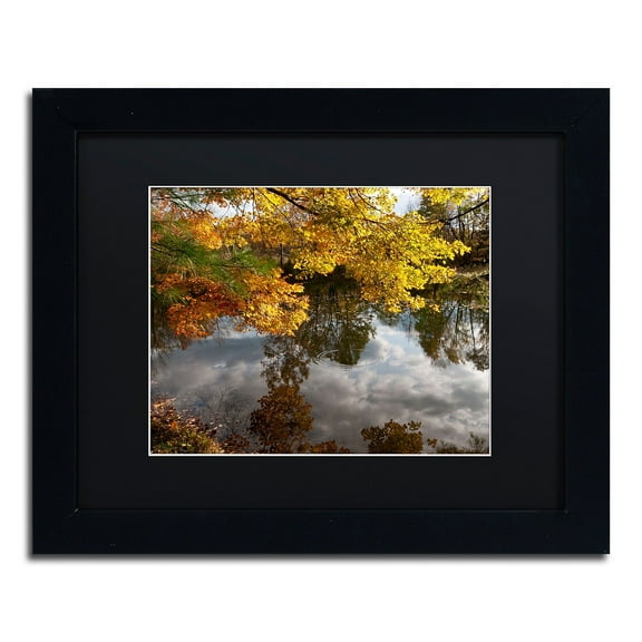Trademark Fine Art "Kendal Lake Autumn" Canvas Art by Kurt Shaffer Black Matte, Black Frame