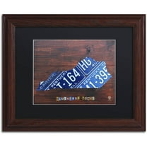 Trademark Fine Art 'Kentucky License Plate Map' Canvas Art by Design Turnpike, Black Matte, Wood Frame