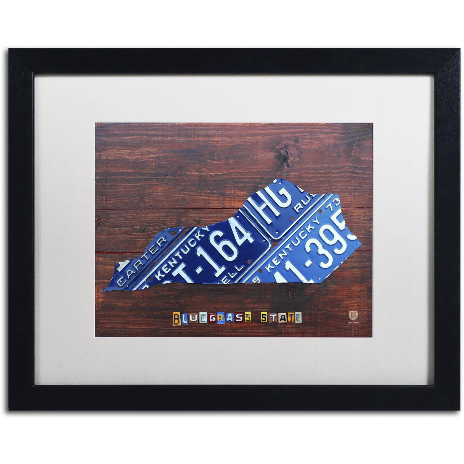 Trademark Fine Art 'Kentucky License Plate Map' Canvas Art by Design Turnpike, White Matte, Black Frame
