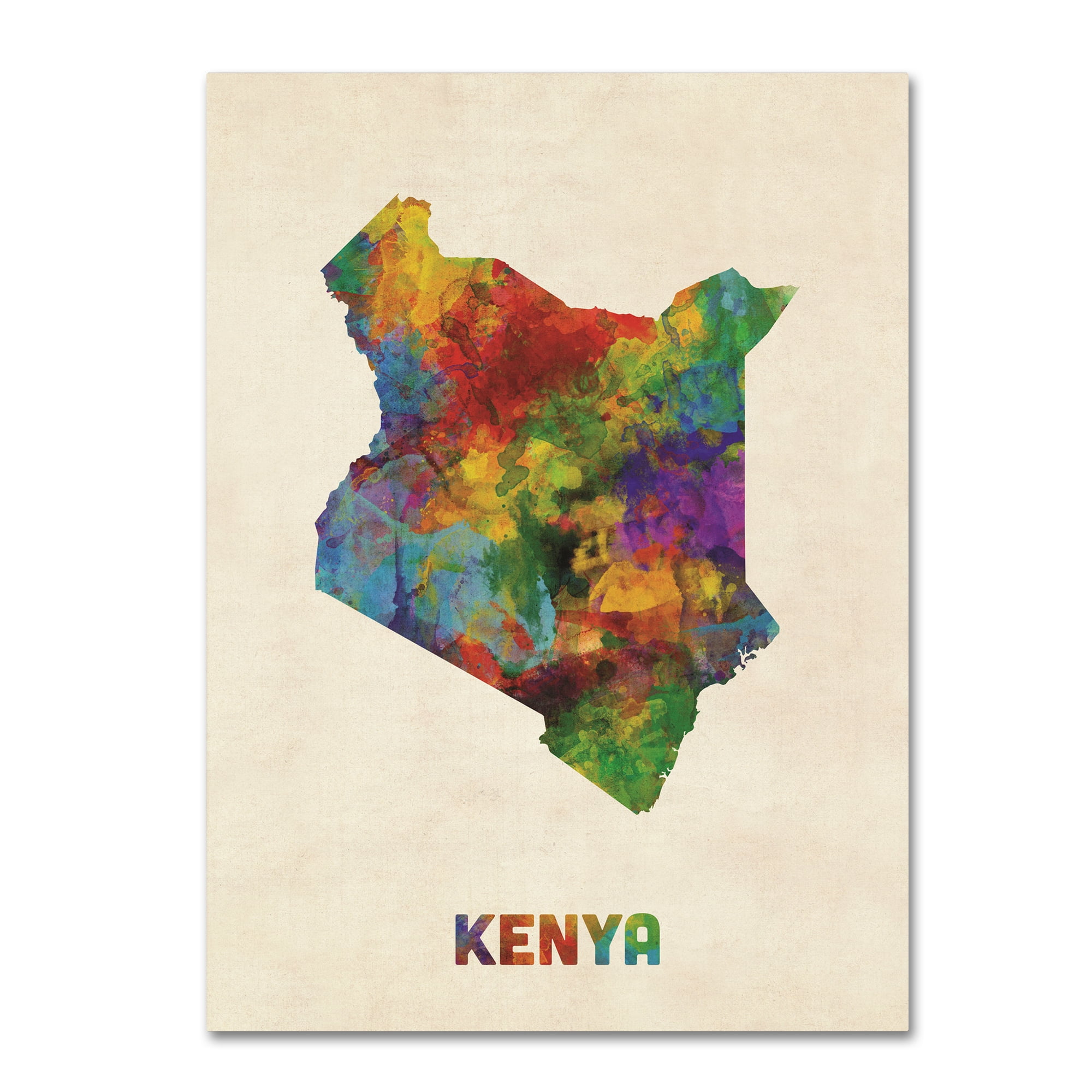 Trademark Fine Art 'Kenya Watercolor Map' Canvas Art by Michael Tompsett