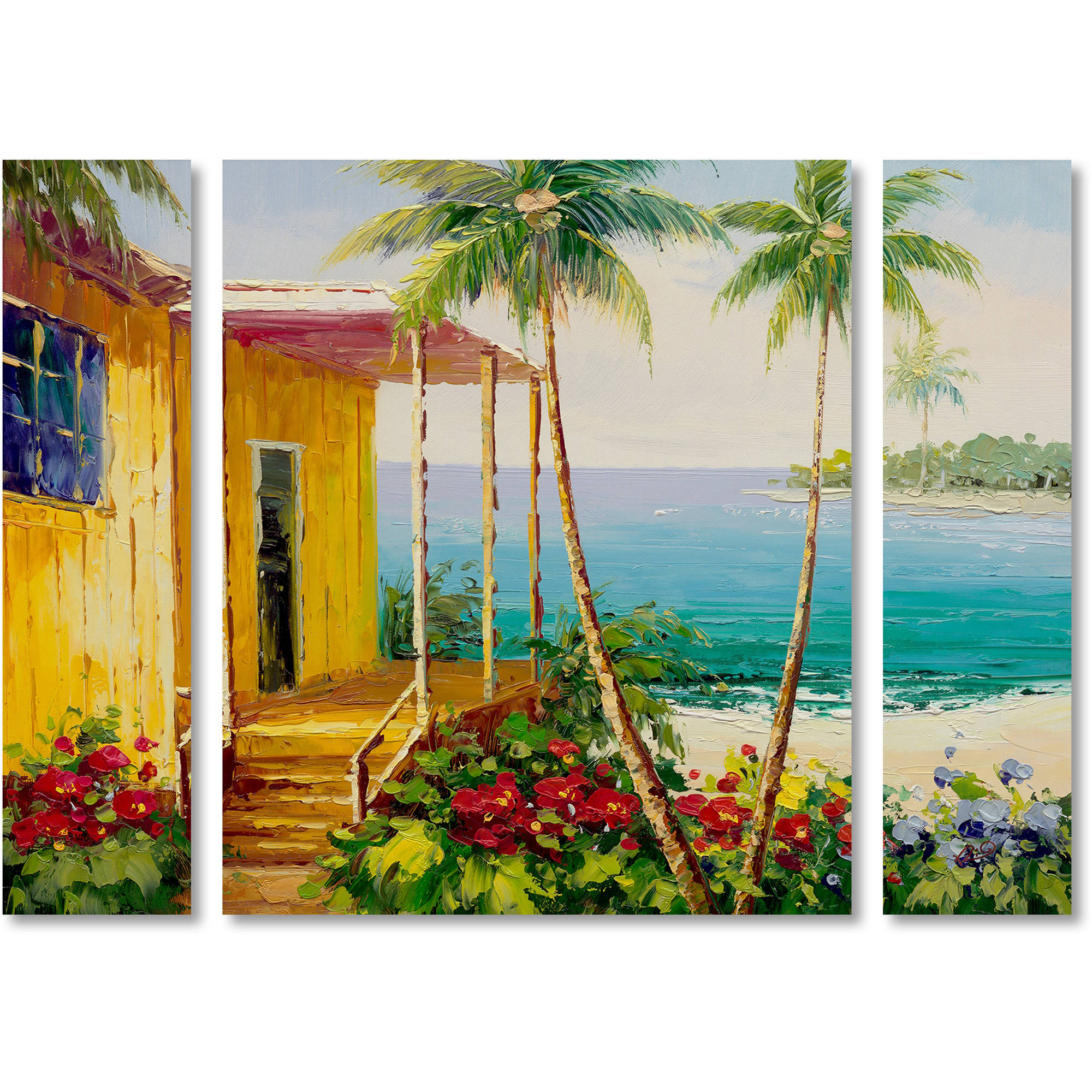 Trademark Fine Art "Key West Villa" Canvas Art by Rio Three Panel Set
