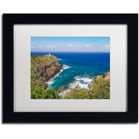 Trademark Fine Art 'Kilauea Lighthouse' Canvas Art by Pierre Leclerc, White Matte, Black Frame