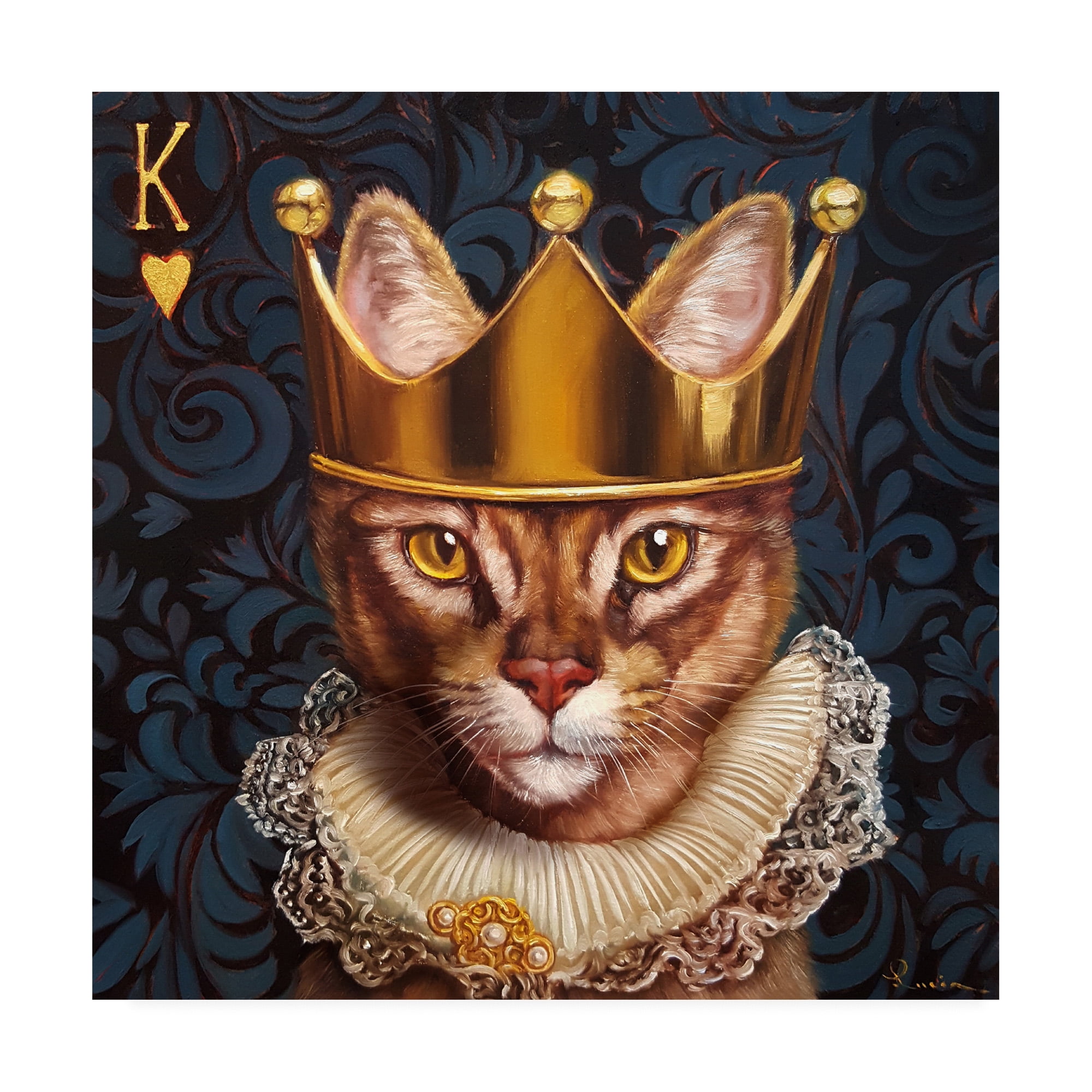 Trademark Fine Art 'King of Hearts Cat' Canvas Art by Lucia Hefferna