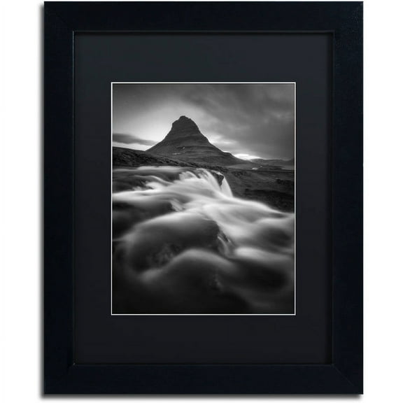 Trademark Fine Art "Kirkjufell" Canvas Art by Mathieu Rivrin, Black Matte, Black Frame