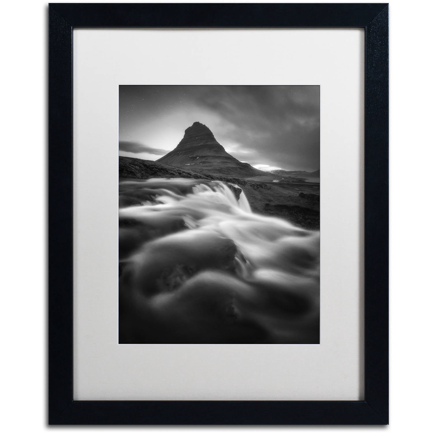 Trademark Fine Art "Kirkjufell" Canvas Art by Mathieu Rivrin, White Matte, Black Frame