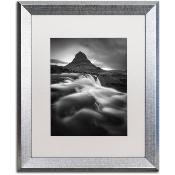 Trademark Fine Art "Kirkjufell" Canvas Art by Mathieu Rivrin, White Matte, Silver Frame