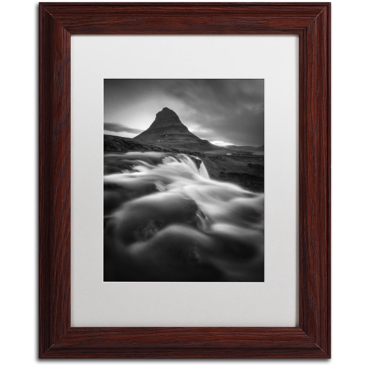 Trademark Fine Art "Kirkjufell" Canvas Art by Mathieu Rivrin, White Matte, Wood Frame