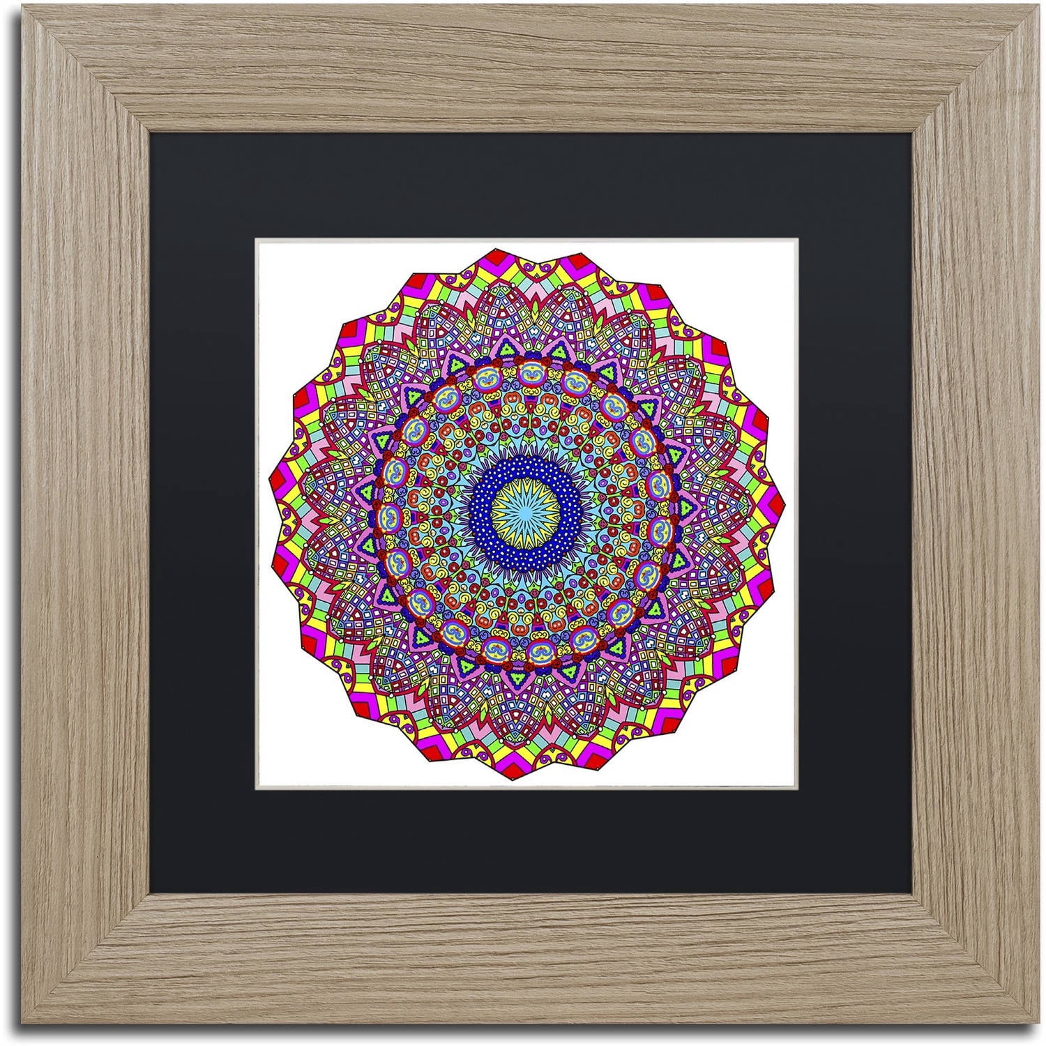 Trademark Fine Art "Kisses Mandala in Red" Canvas Art by Kathy G. Ahrens, Black Matte, Birch Frame