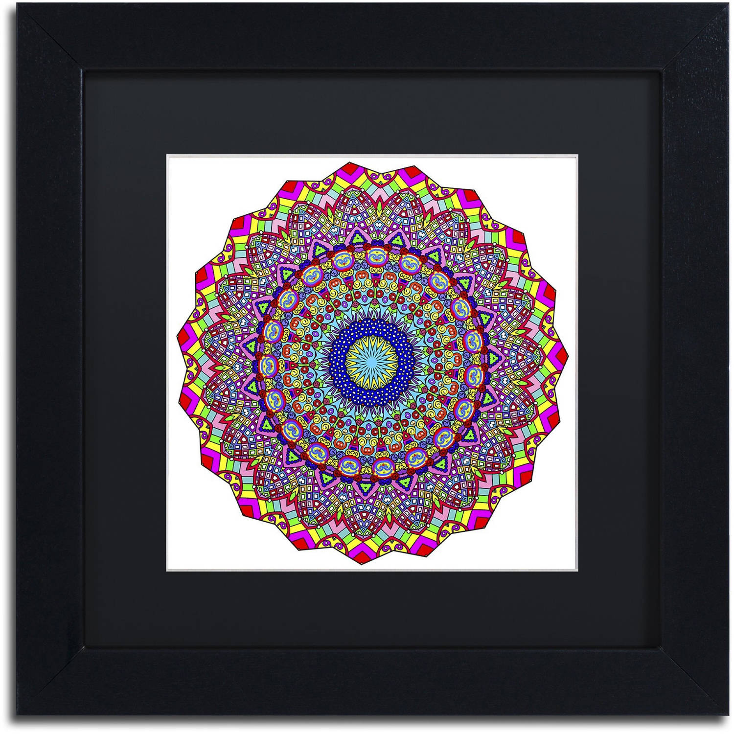 Trademark Fine Art "Kisses Mandala in Red" Canvas Art by Kathy G. Ahrens, Black Matte, Black Frame
