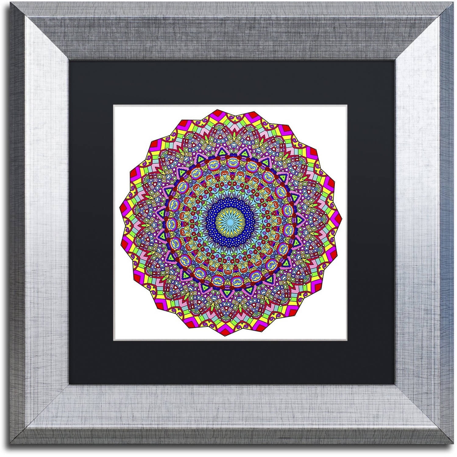 Trademark Fine Art "Kisses Mandala in Red" Canvas Art by Kathy G. Ahrens, Black Matte, Silver Frame
