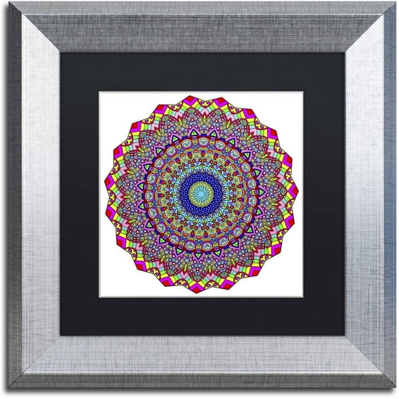 Trademark Fine Art "Kisses Mandala in Red" Canvas Art by Kathy G. Ahrens, Black Matte, Silver Frame