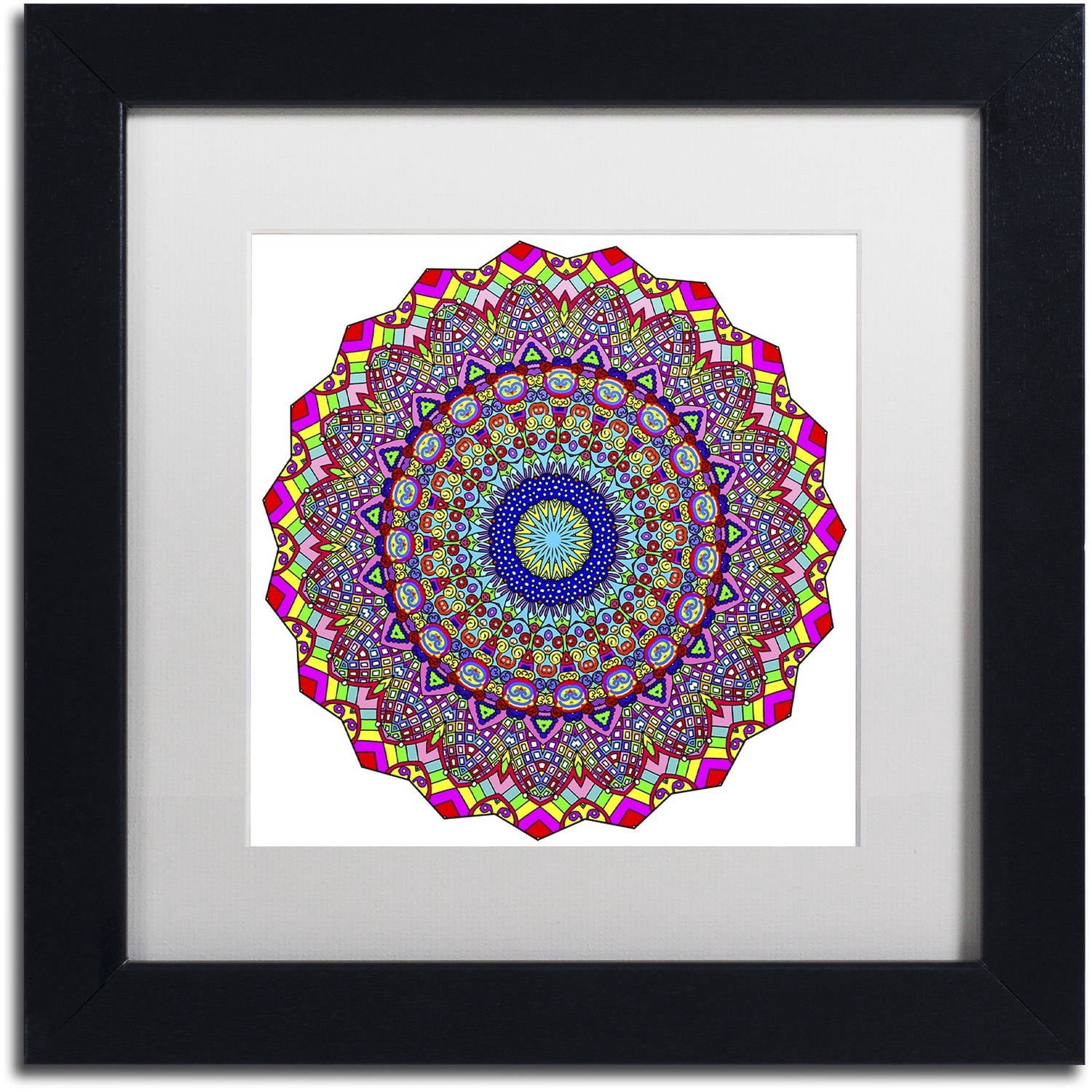 Trademark Fine Art "Kisses Mandala in Red" Canvas Art by Kathy G. Ahrens, White Matte, Black Frame