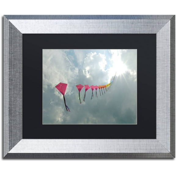 Trademark Fine Art "Kites to Heaven" Canvas Art by Kurt Shaffer, Black Matte, Silver Frame