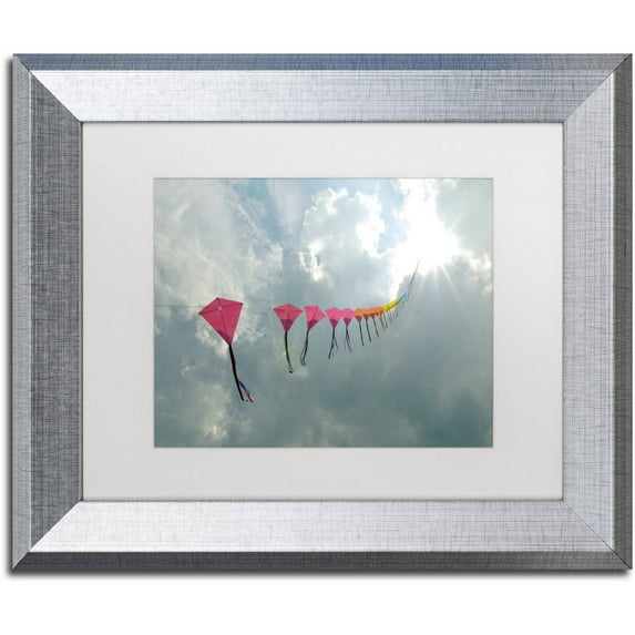 Trademark Fine Art "Kites to Heaven" Canvas Art by Kurt Shaffer, White Matte, Silver Frame