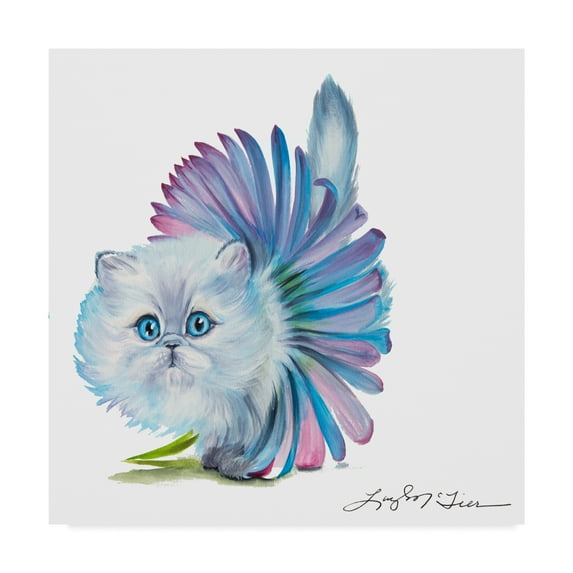 Trademark Fine Art 'Kitten Ballerina Daisy Flower Stare Persian Cat' Canvas Art by Lucy P. Mctier