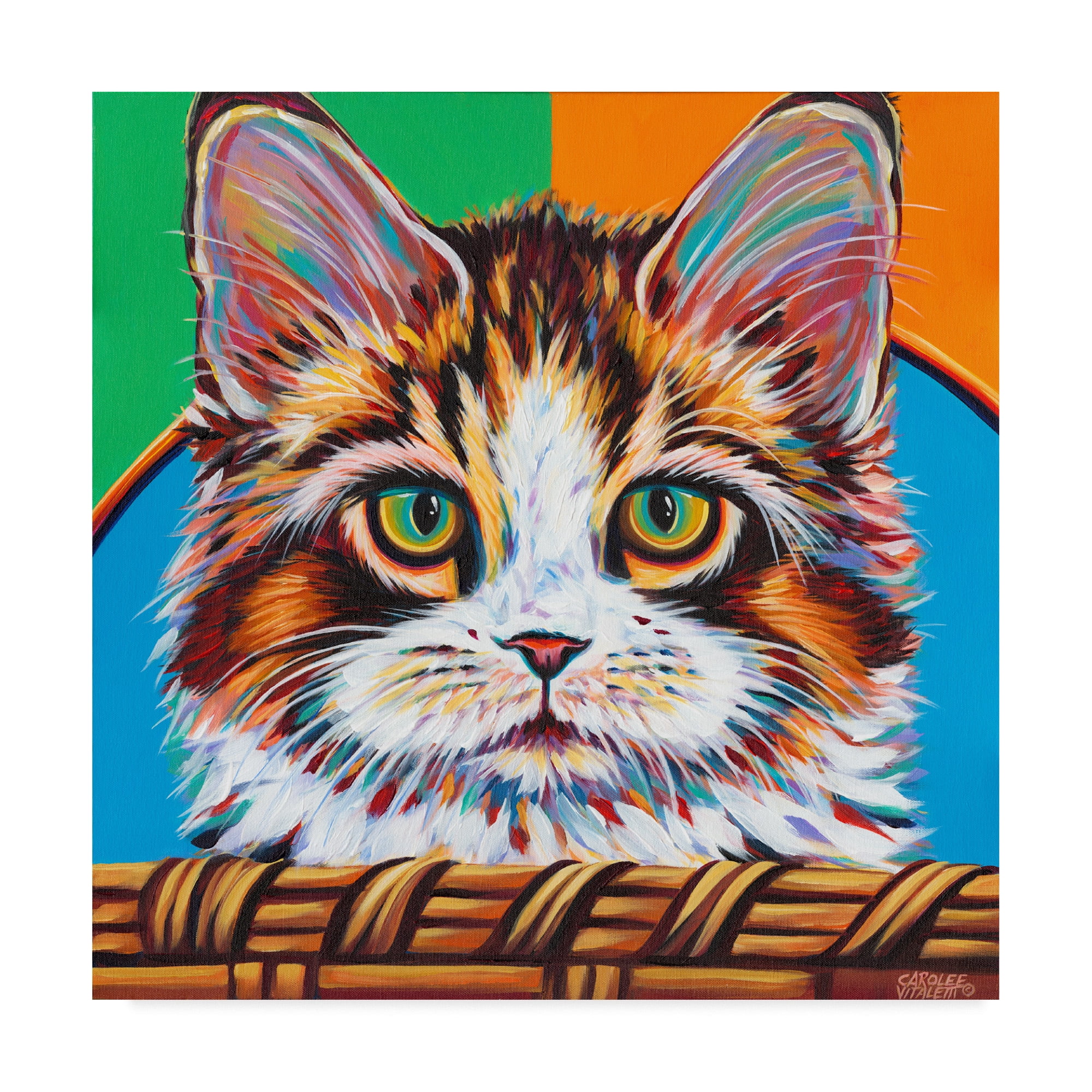 Trademark Fine Art 'Kitten in Basket II' Canvas Art by Carolee Vitaletti