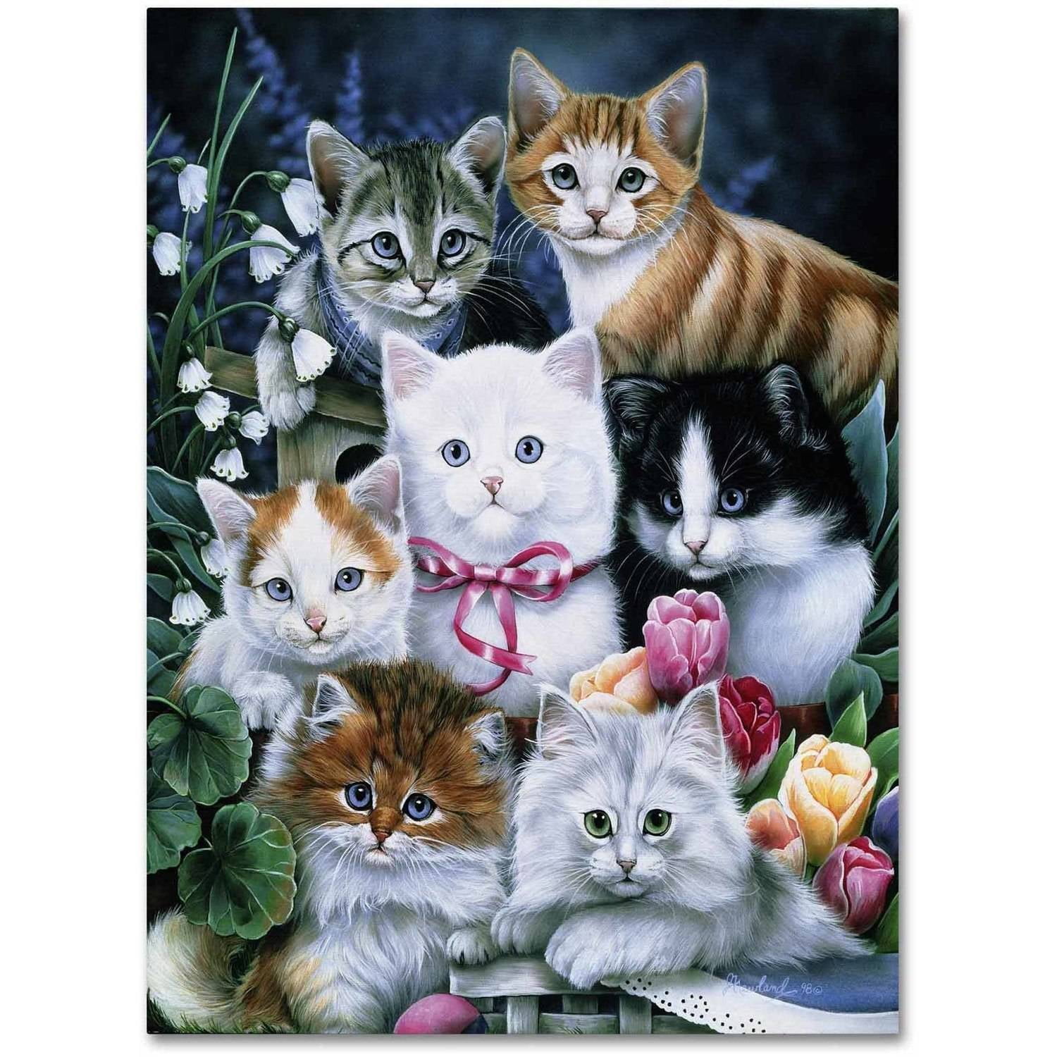 Jenny Newland 'Kittens' Canvas Wall Art 35 x 47 Inches