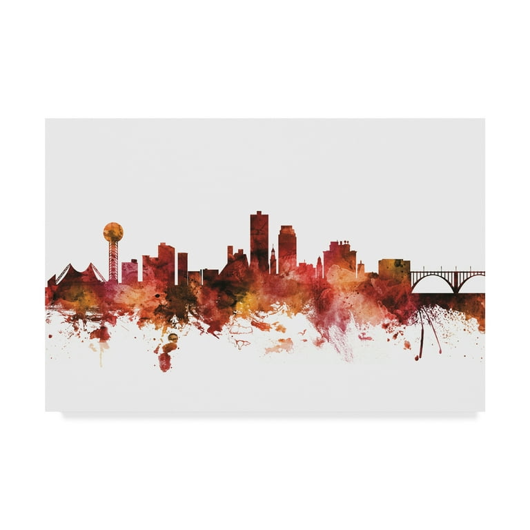 Trademark Fine Art Knoxville Tennessee Skyline Red Canvas Art by