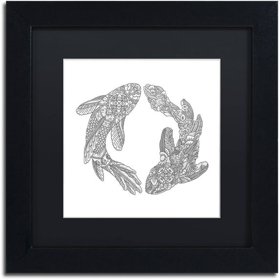 Trademark Fine Art "Koi Fishes" Canvas Art by Filippo Cardu, Black Matte, Black Frame
