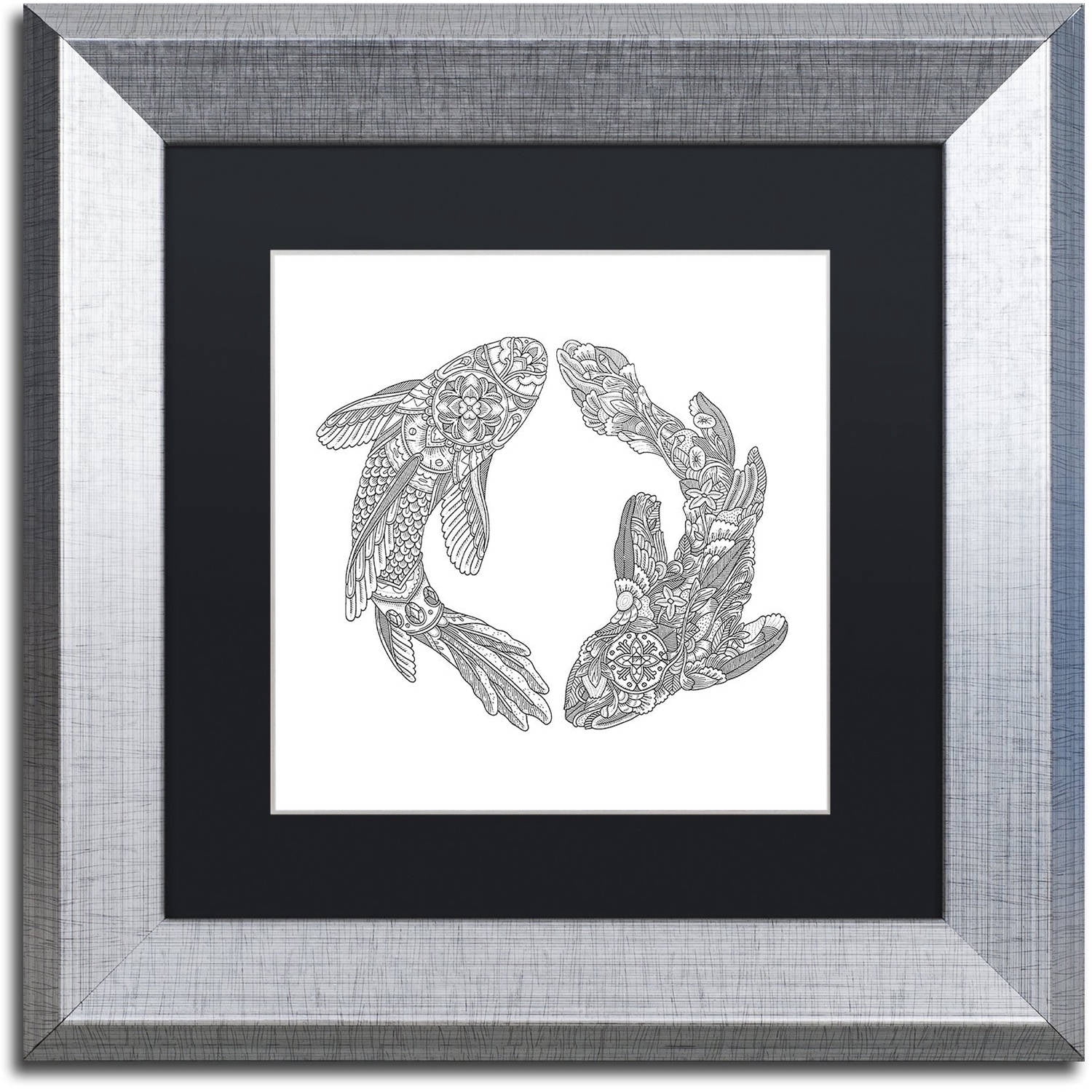 Trademark Fine Art "Koi Fishes" Canvas Art by Filippo Cardu, Black Matte, Silver Frame