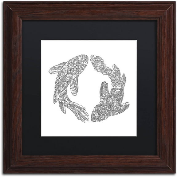 Trademark Fine Art "Koi Fishes" Canvas Art by Filippo Cardu, Black Matte, Wood Frame