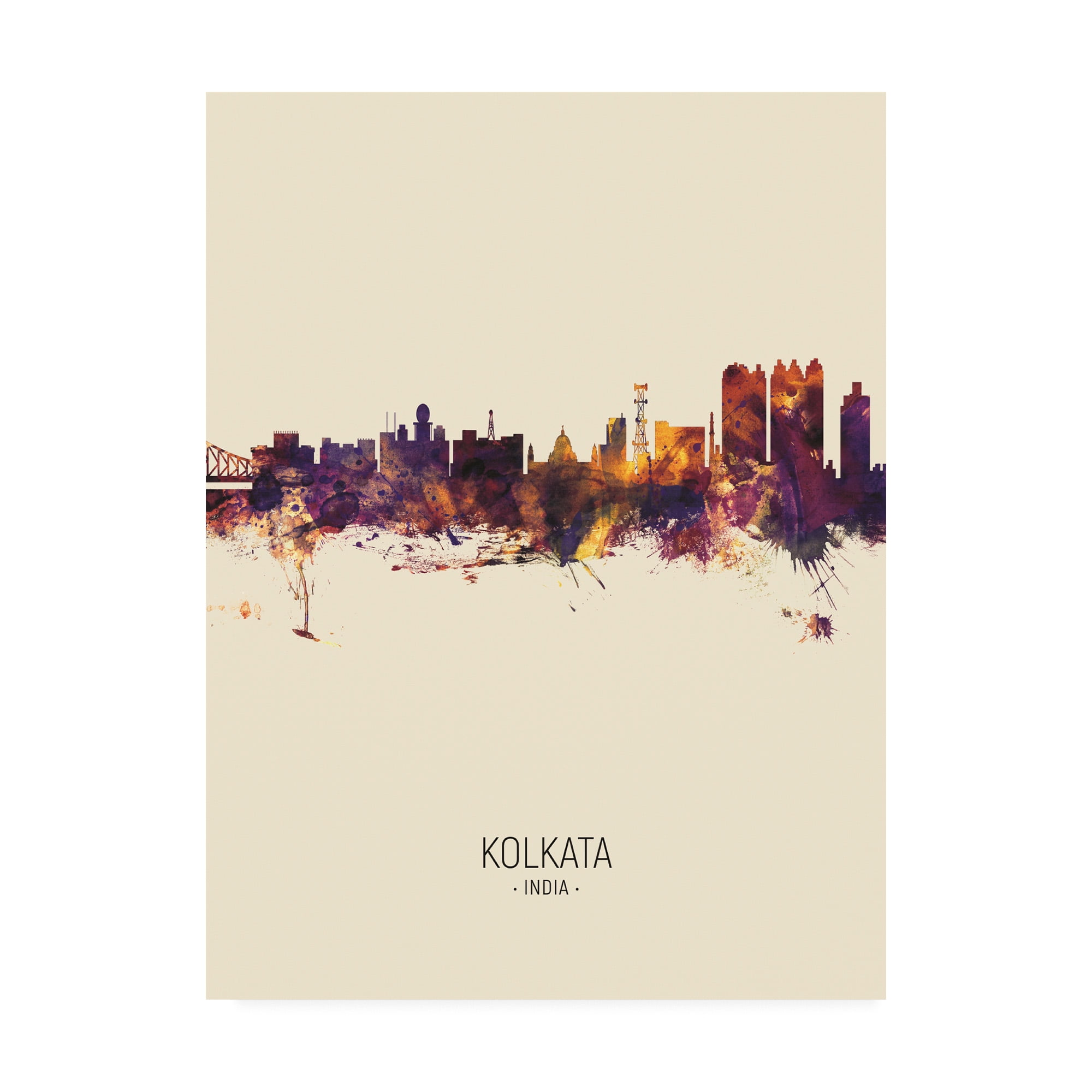 Trademark Fine Art 'Kolkata (Calcutta) India Skyline Portrait III' Canvas Art by Michael Tompsett