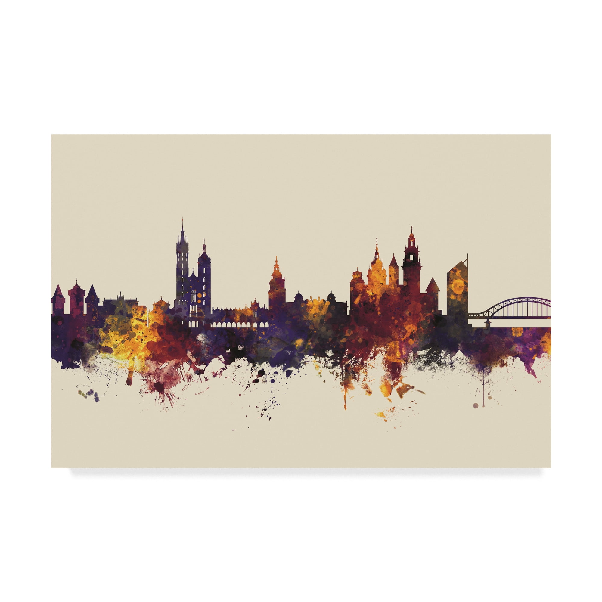 Trademark Fine Art 'Krakow Poland Skyline III' Canvas Art by Michael Tompsett