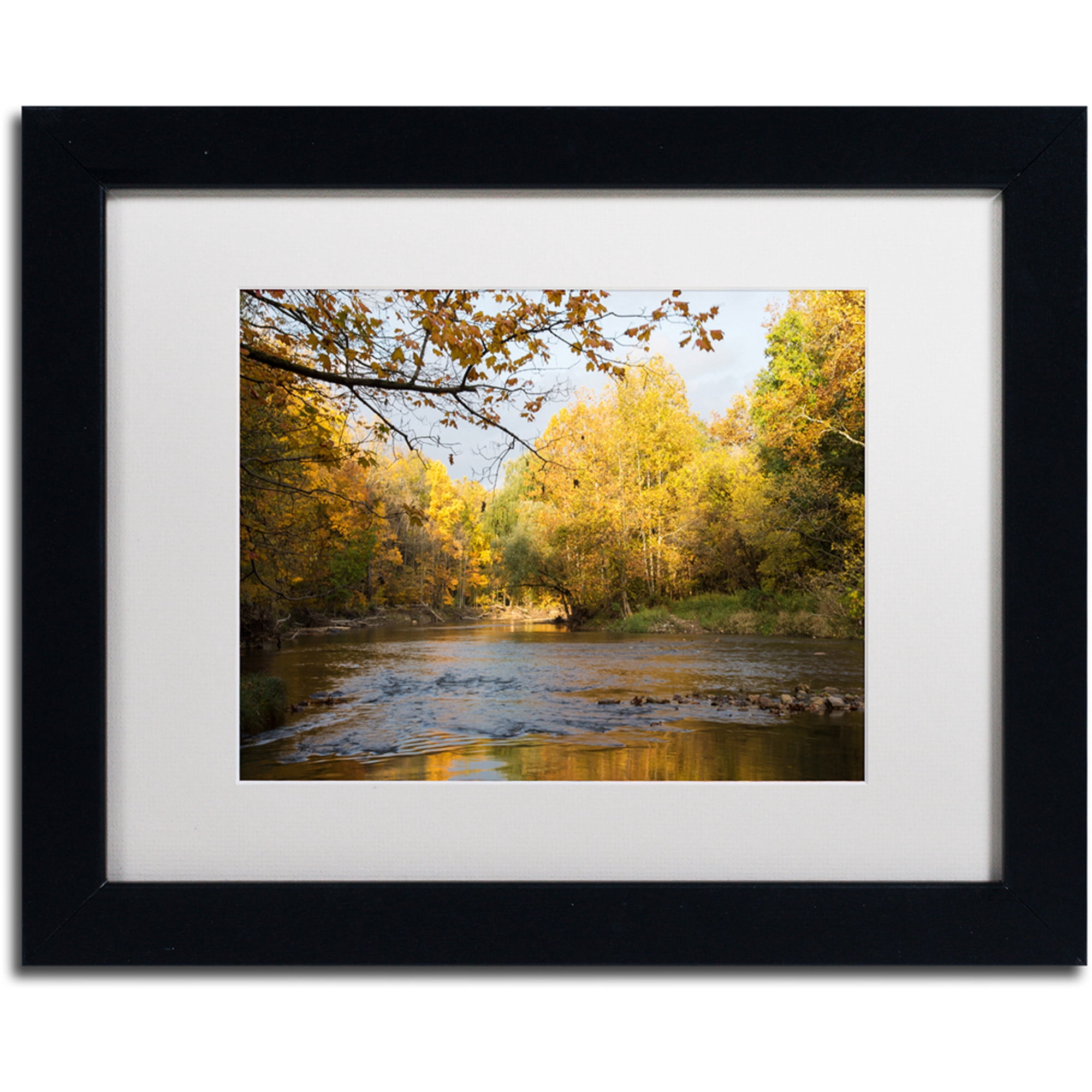 Trademark Fine Art Kurt Shaffer 'Golden Autumn River' 16 x 20 Framed Art Print (KS01036-B1620MF)